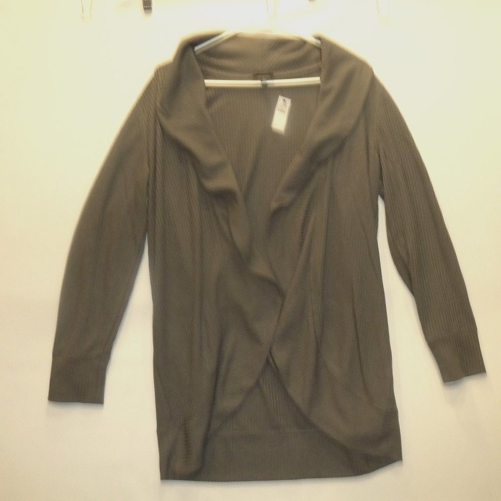 Talbots Open Front Sweater GREY Size Med New With Tags